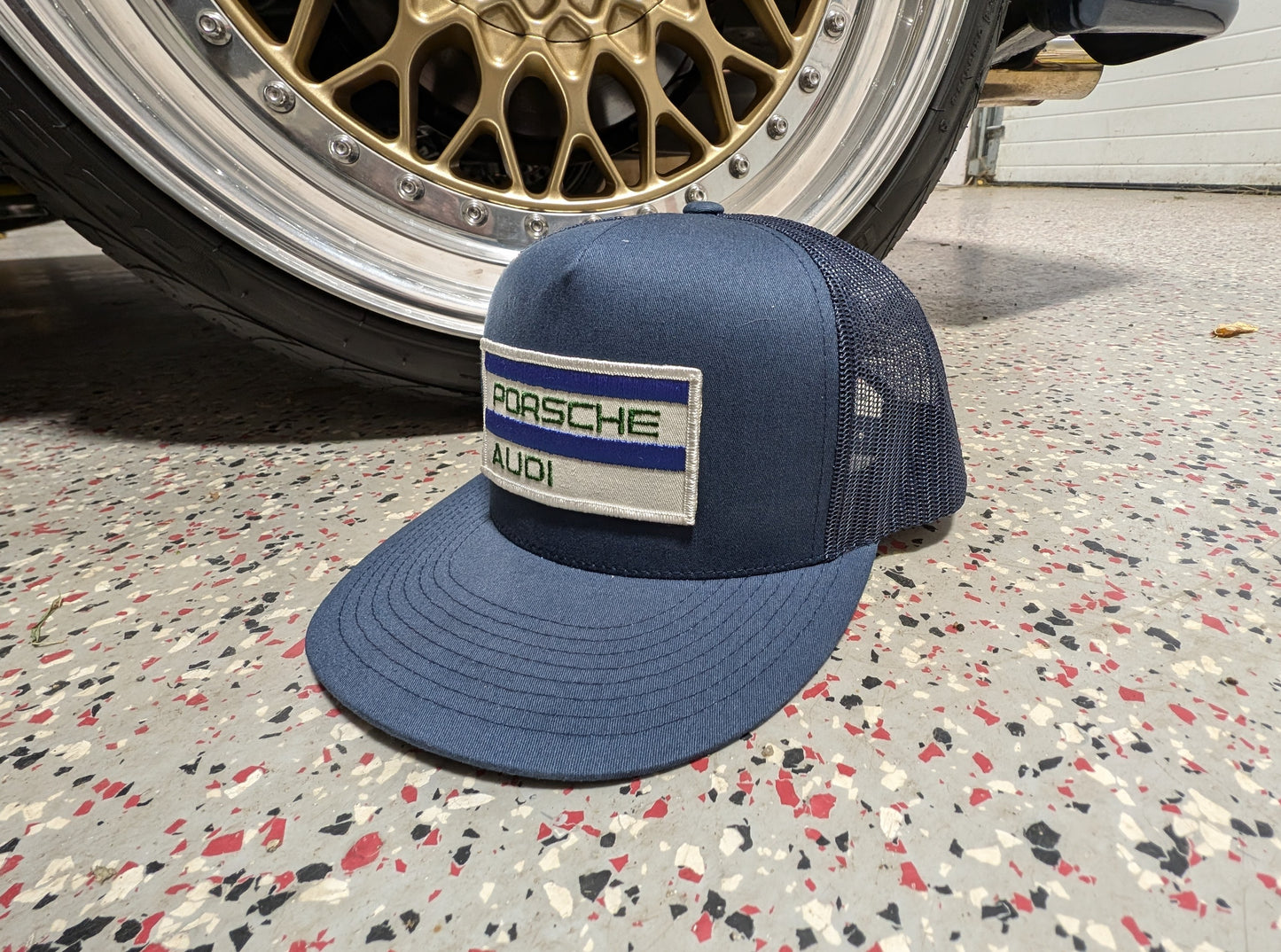 Vintage Style Flat Brim Audi/Porsche Trucker Hat