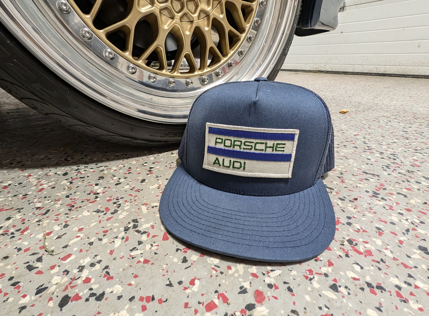 Vintage Style Flat Brim Audi/Porsche Trucker Hat